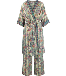 A colorful set of pants and kimono with boho hippie ethnic patterns MANDALA