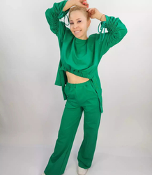 Tracksuit flared pants sweatshirt fitted set