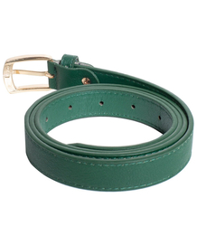 Smooth women's eco leather belt with gold buckle 2.3 cm