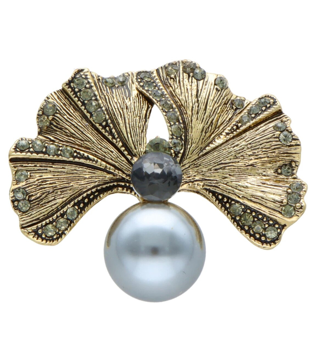 Brooch with zircons Pearl Beautiful Decorative Colorful Safety Pin