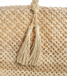 Large basket, summer bag, soft woven handbag with tassel