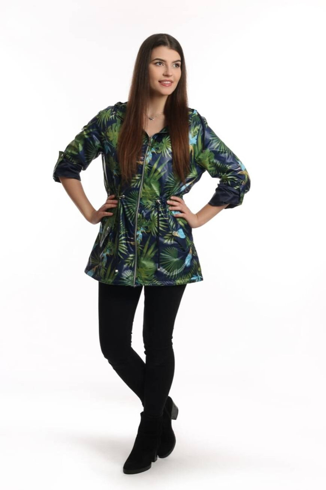 Lightweight short windbreaker parka jacket leaves