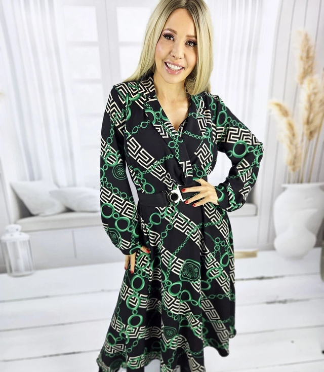 Elegant dress Beautiful with belt Envelope neckline LUNA