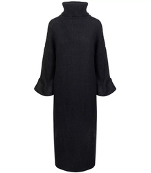 Ribbed MAXI turtleneck sweater dress