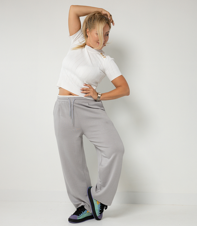 Comfortable sweatpants made of soft material with white insert at the waist LUNA