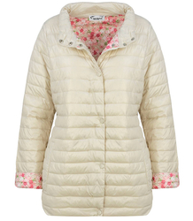 Short transitional quilted jacket with flowers