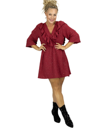 Elegancka sukienka mini z falbanką i kryształkami STARLIGHT