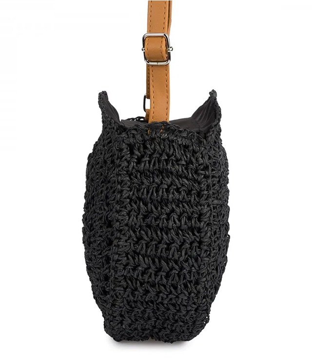 Round braided boho handbag with long strap