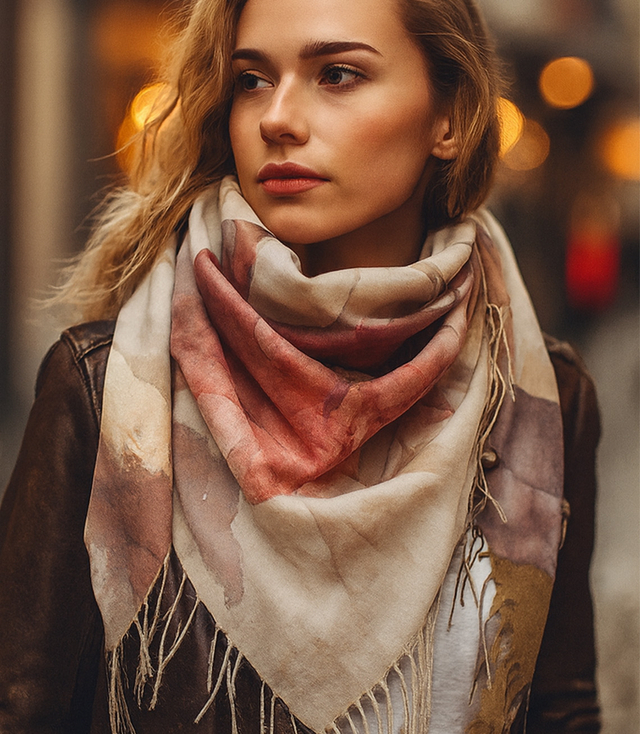 Women's scarf with floral pattern 100x100