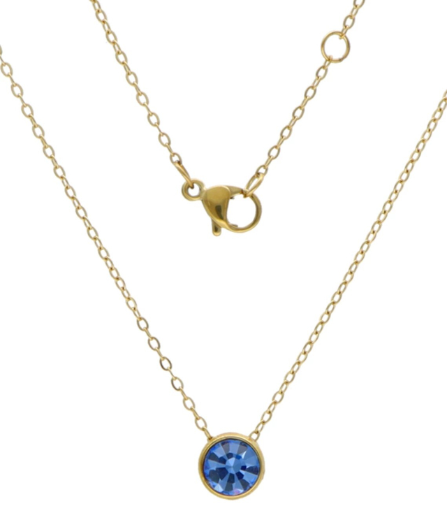 Necklace blue steel birthstone March