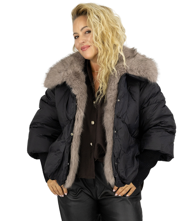 Kurtka zimowa oversize z futerkiem BOMBER LUX