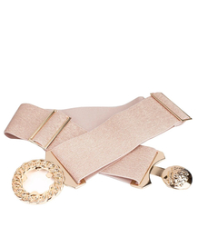 Women's belt with gold lion adjustable elastic