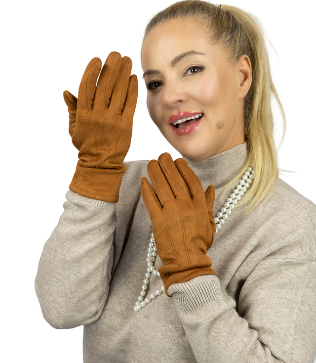Women's elegant gloves with embossing