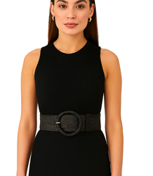 Braided women's belt with large buckle