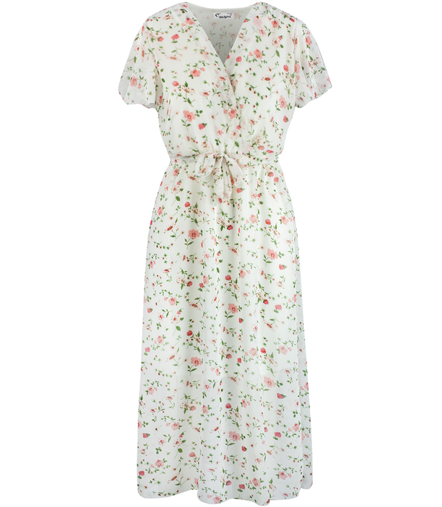 MAXI summer dress, elegant, floral print, V-neckline