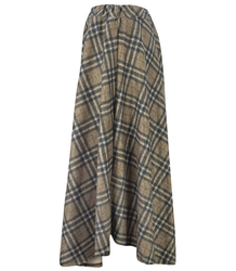 Spódnica rozkloszowana w kratę midi maxi