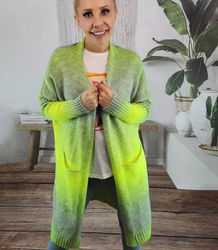 Long cardigan thick colorful ombre sweater