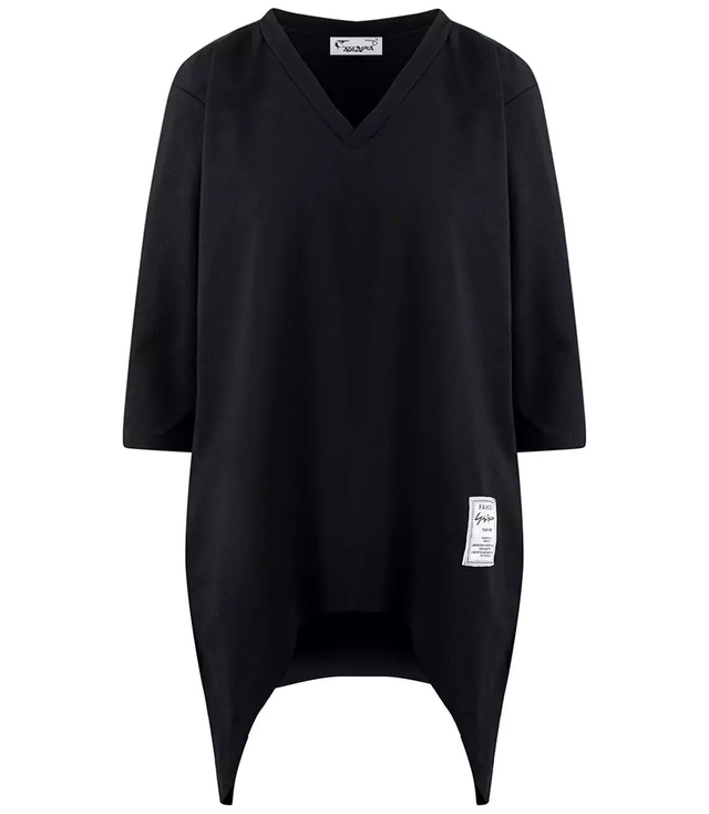 Oversize sweatshirt blouse with asymmetric bottom