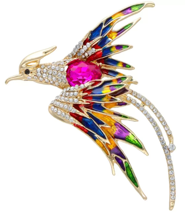 Colorful brooch bird wings rhinestones Gift