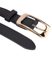 Smooth women's eco leather belt with gold buckle 2 cm