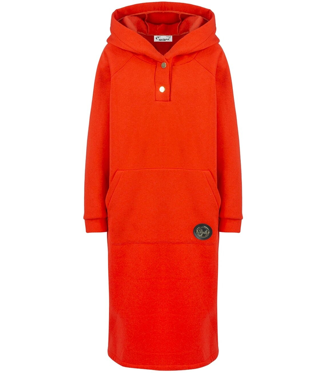 Warm women's sweatshirt oversize dress with hood NANCY