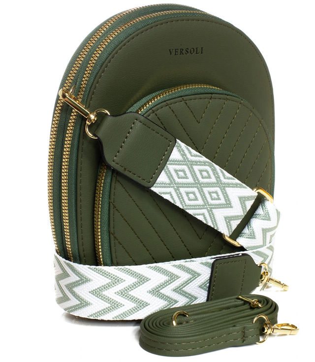 Small stylish mini rounded handbag 3 compartments 2 straps