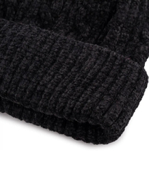 Warm women's cap with pom-pom autumn winter monochrome hat