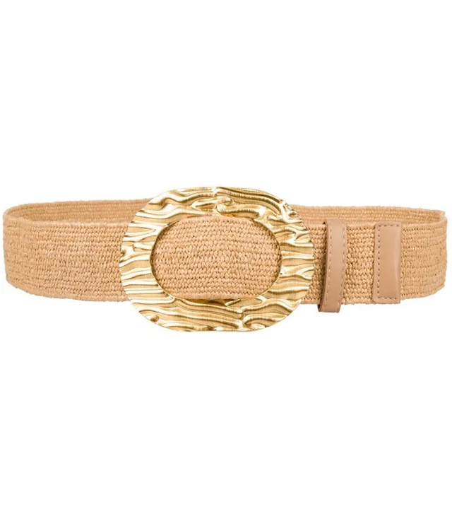 Braided women's belt with large buckle