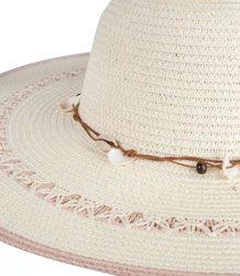 Fashionable large braided hat with shells and openwork