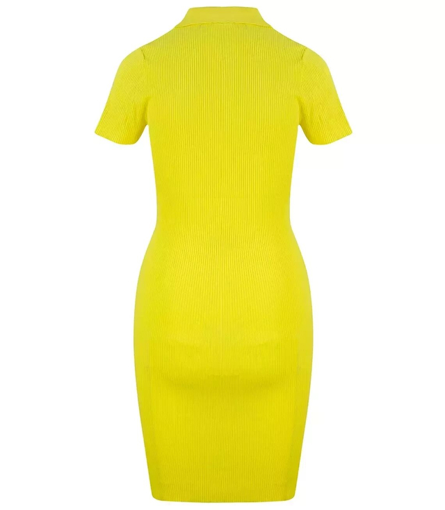 Fitted elastic midi polo dress