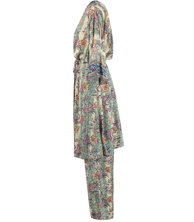 A colorful set of pants and kimono with boho hippie ethnic patterns MANDALA