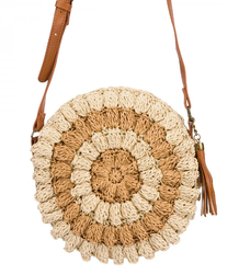 Round small summer braided shoulder bag