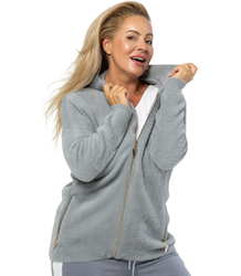 Warm cardigan sweater made of fluffy knit fabric GRAZYNA