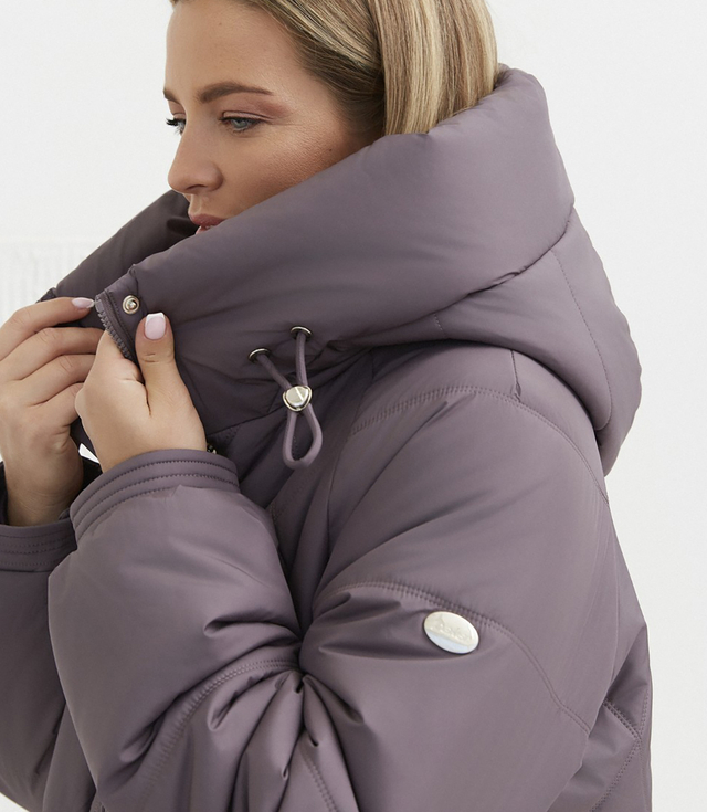 Women's quilted winter jacket with hood KORNELIA