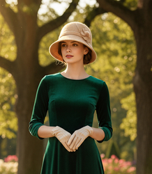 Women's hat cloche patch flower