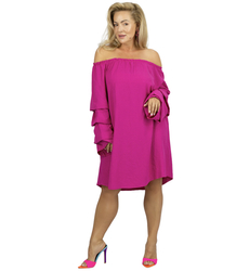 Spanish midi dress with buffet ruffles on sleeves BELLA