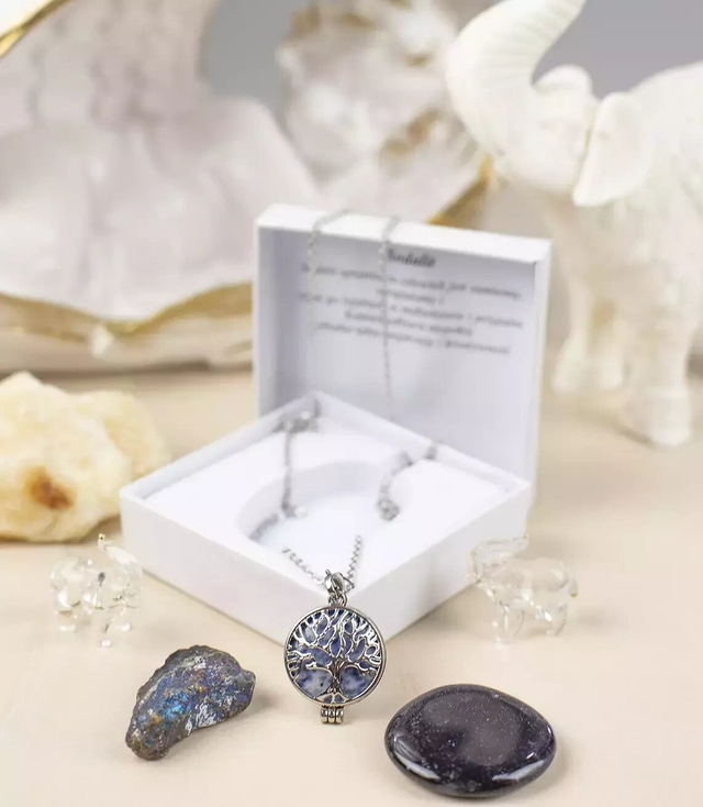 Sodalite surgical steel necklace Gift