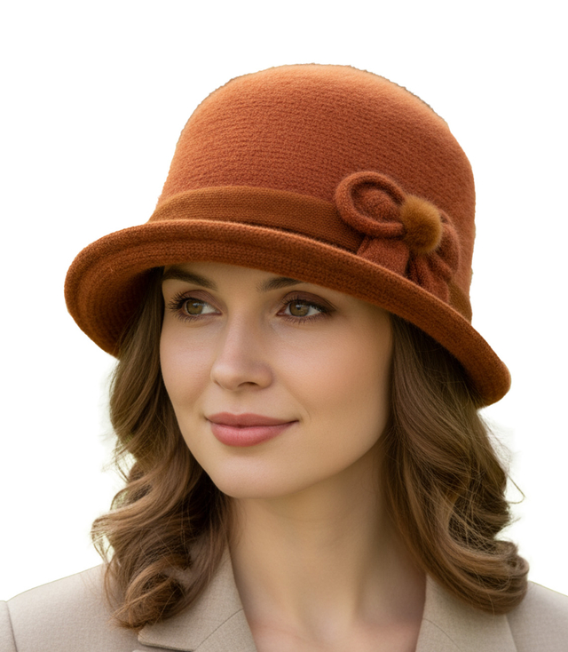 Women's cloche hat with bow