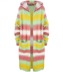 Długi GRUBY sweter KARDIGAN bufiasty Rękaw