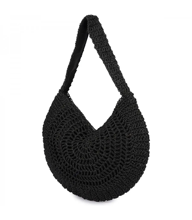 Braided Raffia Hobo Bag Zippered Capacious