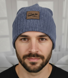 Knitted beanie hat with patch - style and comfort