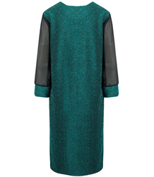 Elegant trapeze dress with brocade midi length SOFIA