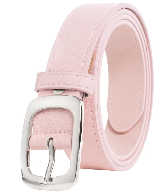Smooth women's eco leather belt with silver buckle 3 cm