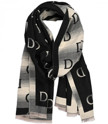 Warm stylish scarf ombre pattern with letter D soft smooth 180x65 cm