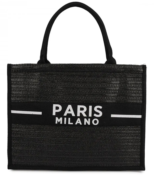 PARIS MILANO braided shopper bag for summer beach large eco bag