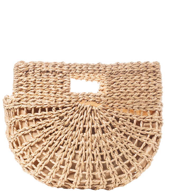 Summer semi-circular bag shoulder bag with braided fabric