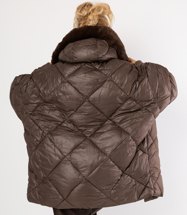 Winter oversize jacket with hood and fur NORDIC PUFF