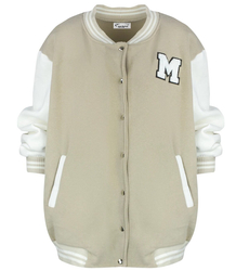 Loose, college-style baseball sweatshirt