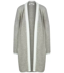 Cardigan straight sweater with white piping LUCY