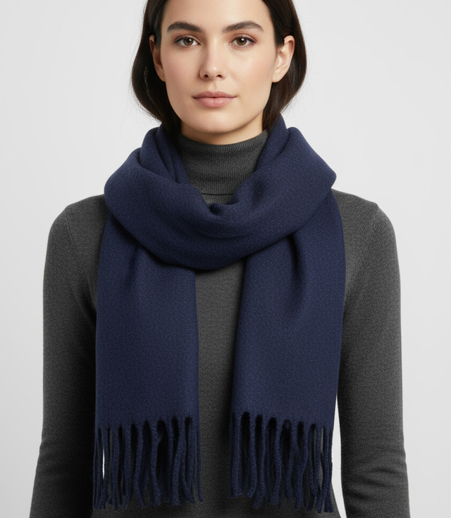 Elegant scarf with tassels in one color